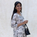 Kaaviya- White, Grey, and Black Ladies semi linen Co-ord-set Readymade