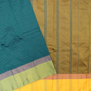 Teal Blue With Mustard Yellow Border  Arani Silk Saree