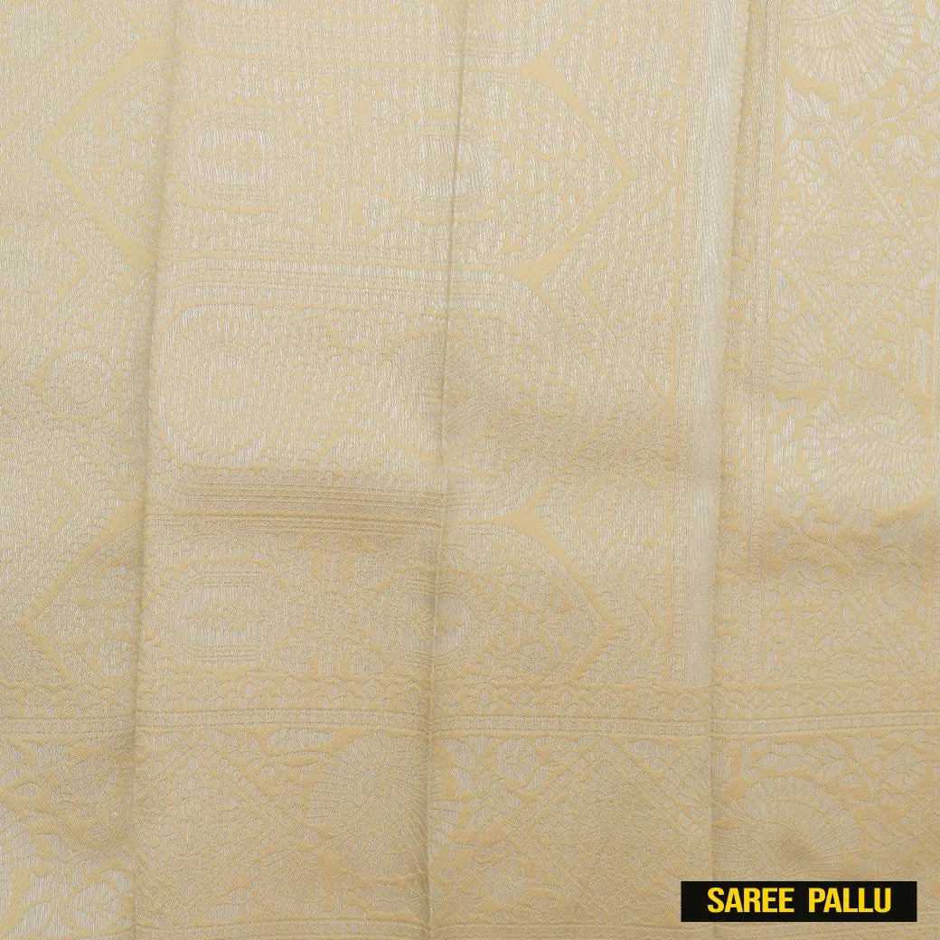 Light Yellow with Cream Kubera Silk Saree