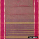 Dark Grayish Brown with Pink Small Checked Pattern Pure Chettinad Cotton Saree without Blouse