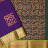 Purple with Green Soft Silk Saree