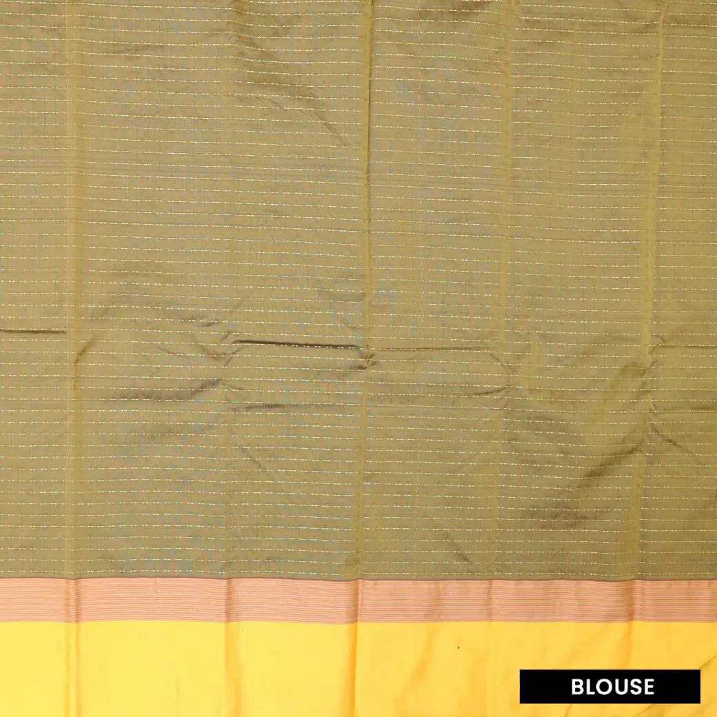 Teal Blue With Mustard Yellow Border  Arani Silk Saree