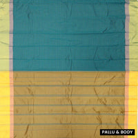 Teal Blue With Mustard Yellow Border  Arani Silk Saree