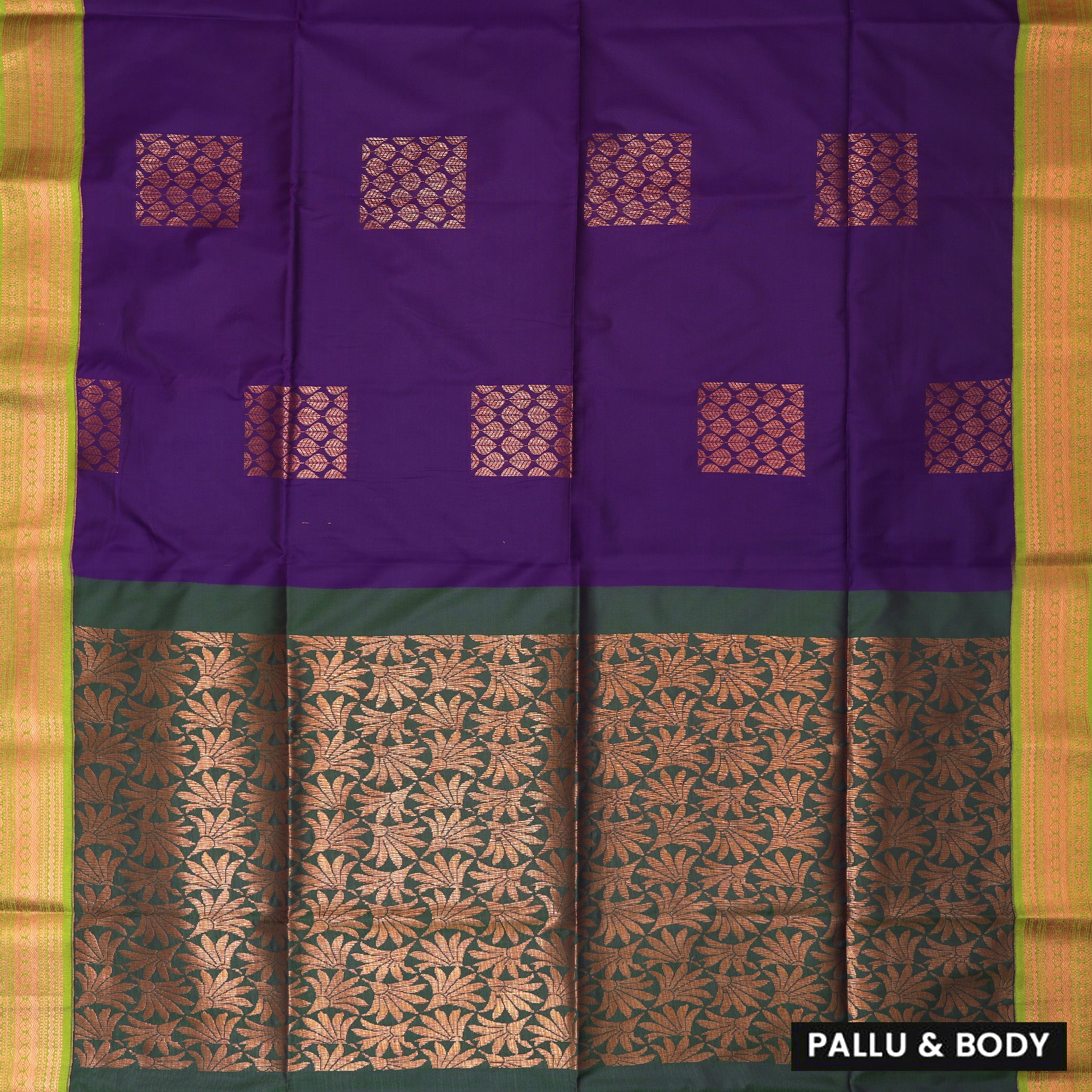 Purple with Green Soft Silk Saree