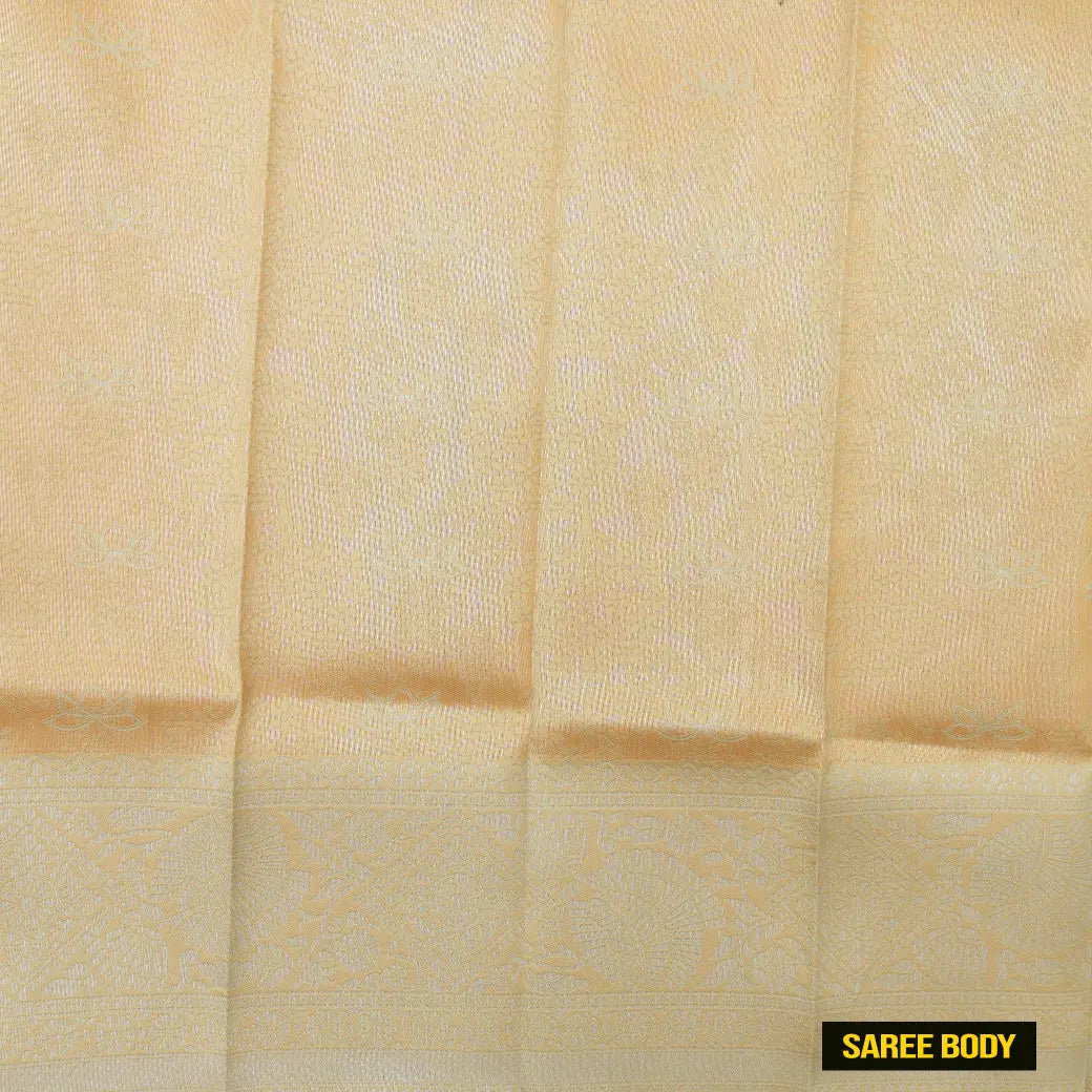 Light Yellow with Cream Kubera Silk Saree