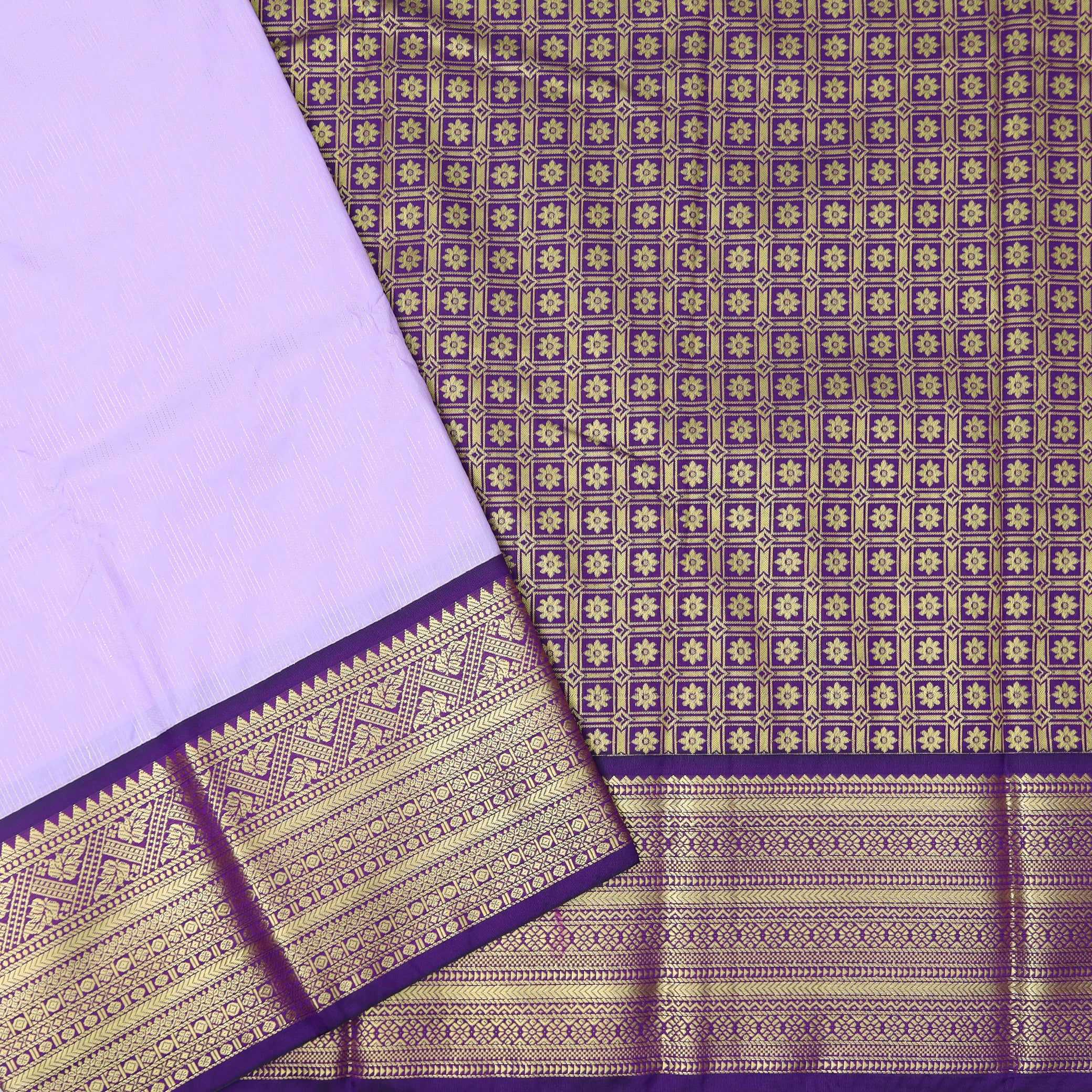 Light purple With violet Vaira Oosi Silk Saree