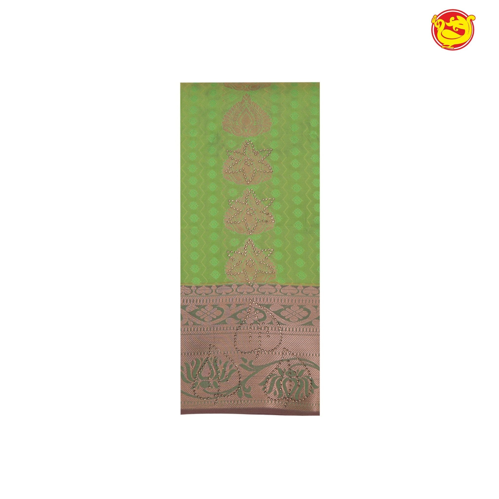 Green with Red  Star Motifs Soft Silk Saree