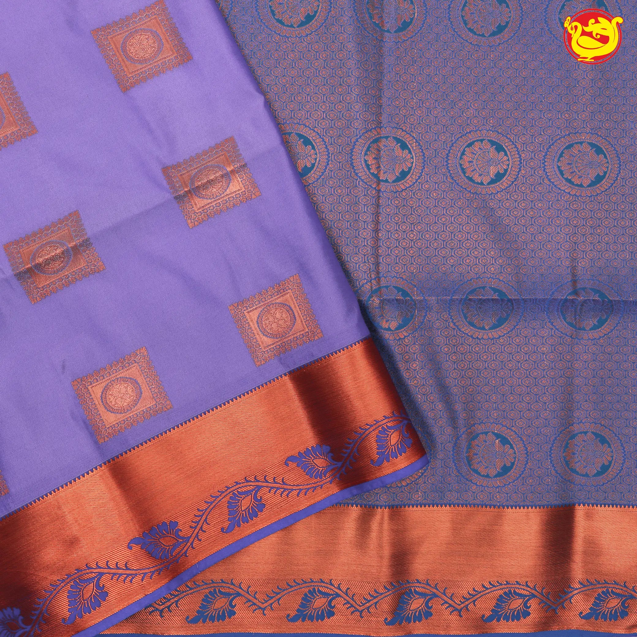 Purple with Copper Zari Traditional Buttas Soft Silk Saree