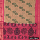 Brown with Pink Mul Mul Cotton Saree without Blouse