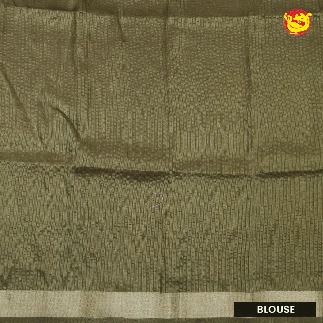 Olive Green Raw Silk Saree - Thenianantham