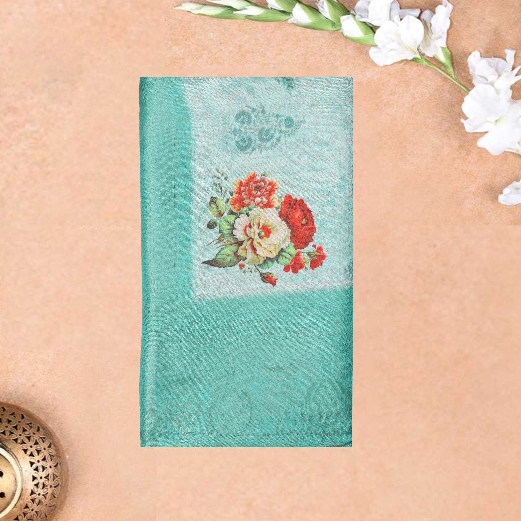 Light Green Semi Burberry Silk Saree