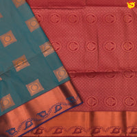 Jade Green Maroon Copper Zari Soft Silk Saree