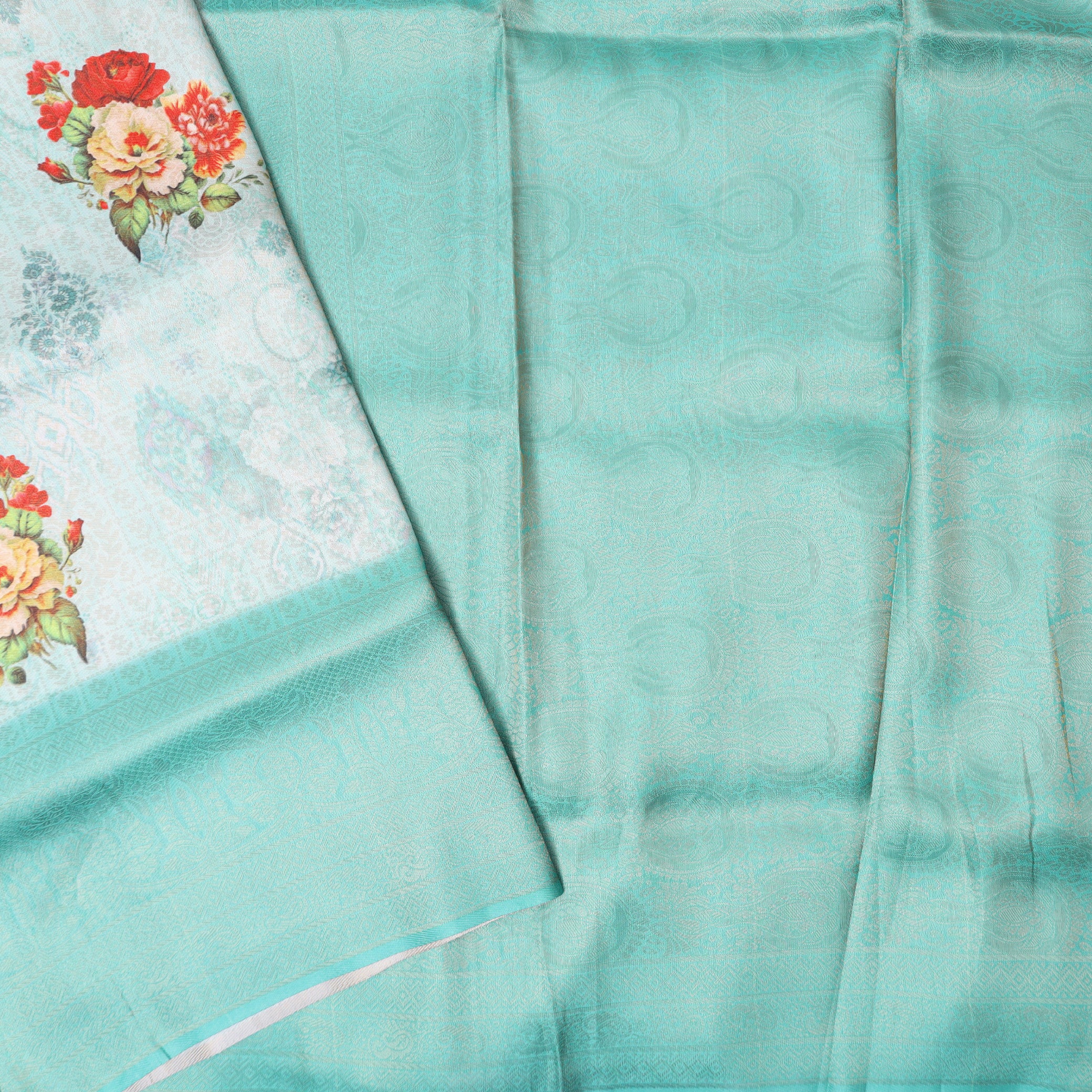Light Green Semi Burberry Silk Saree