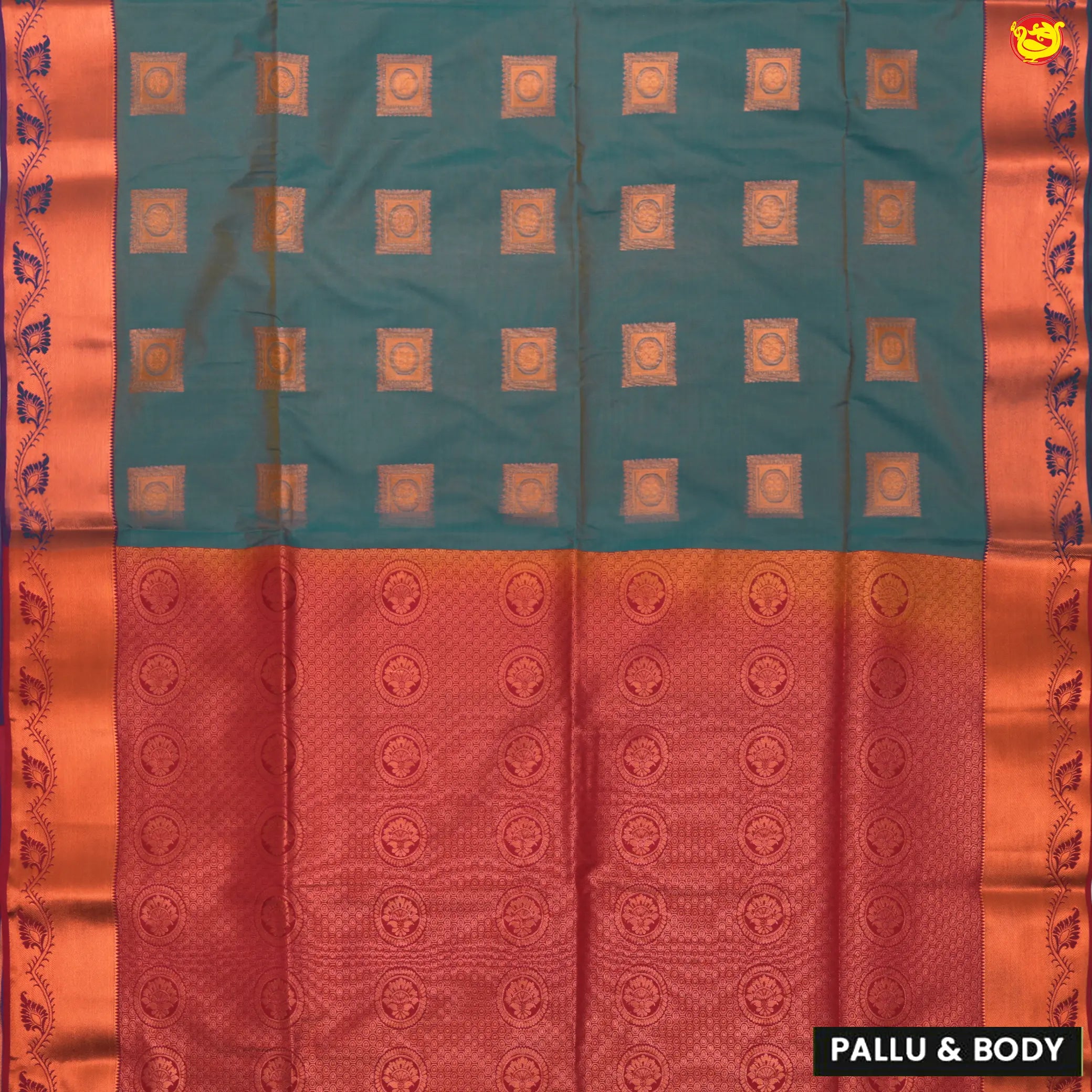 Jade Green Maroon Copper Zari Soft Silk Saree