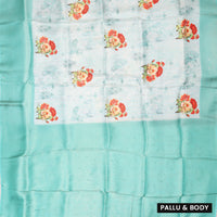 Light Green Semi Burberry Silk Saree