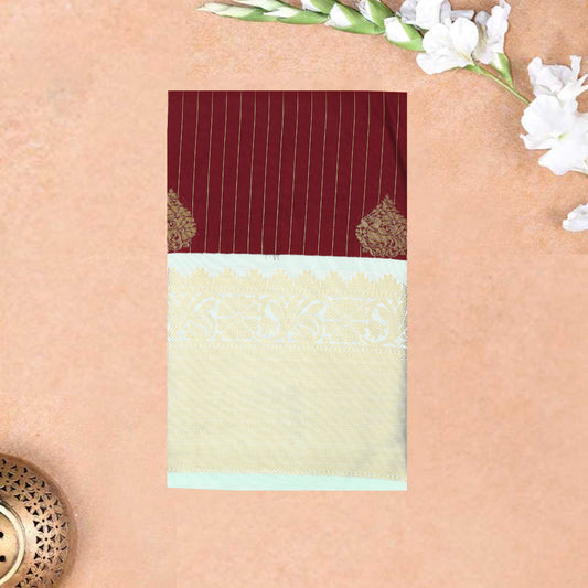 Maroon Red With Light Green Vaira Oosi Silk Saree