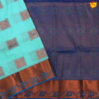 Water Green with Blue Traditional Soft Silk Saree