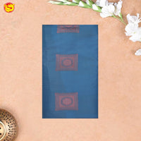 English Blue with Red Traditional Buttas Soft Silk Saree