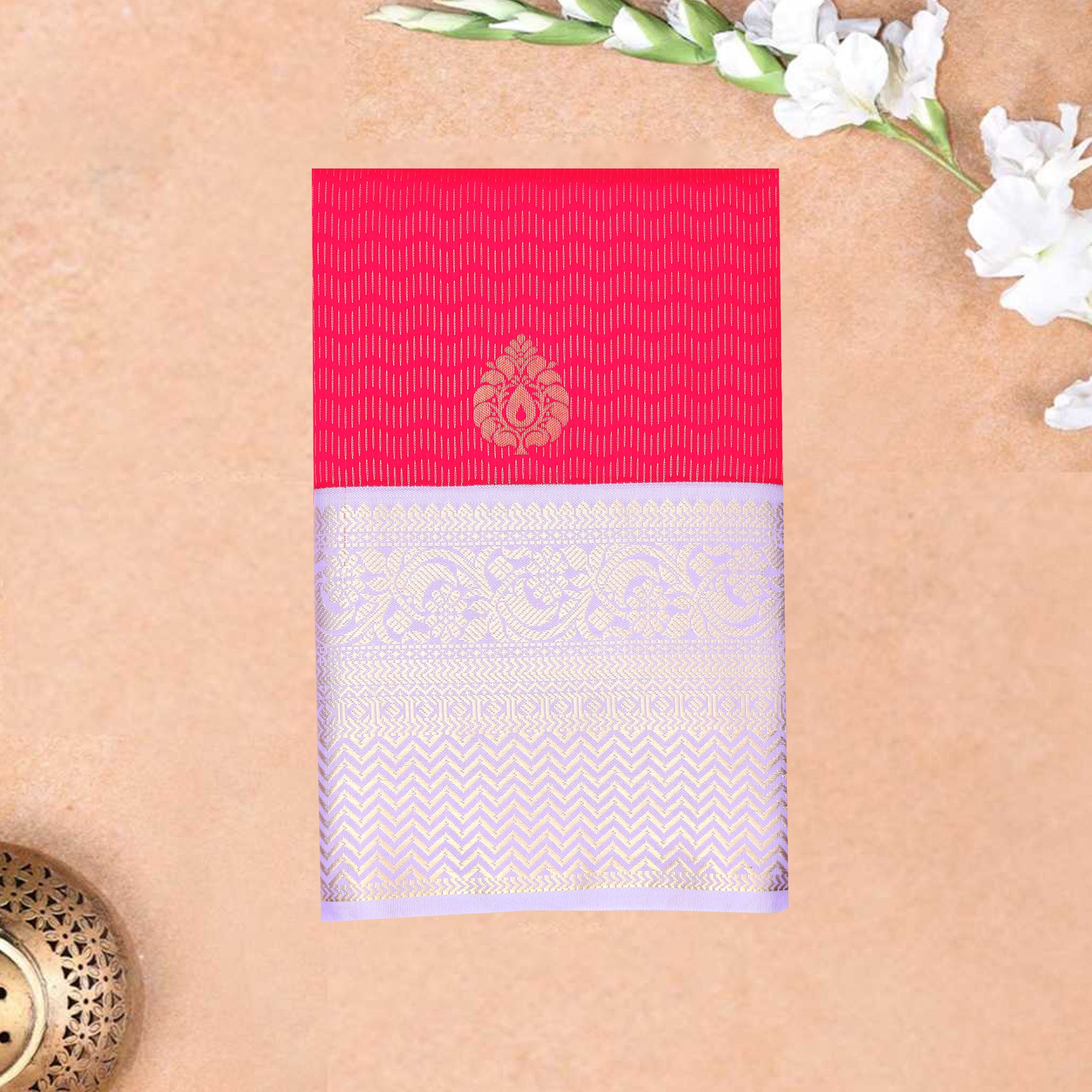 Rose pink With light purple Vaira Oosi Silk Saree