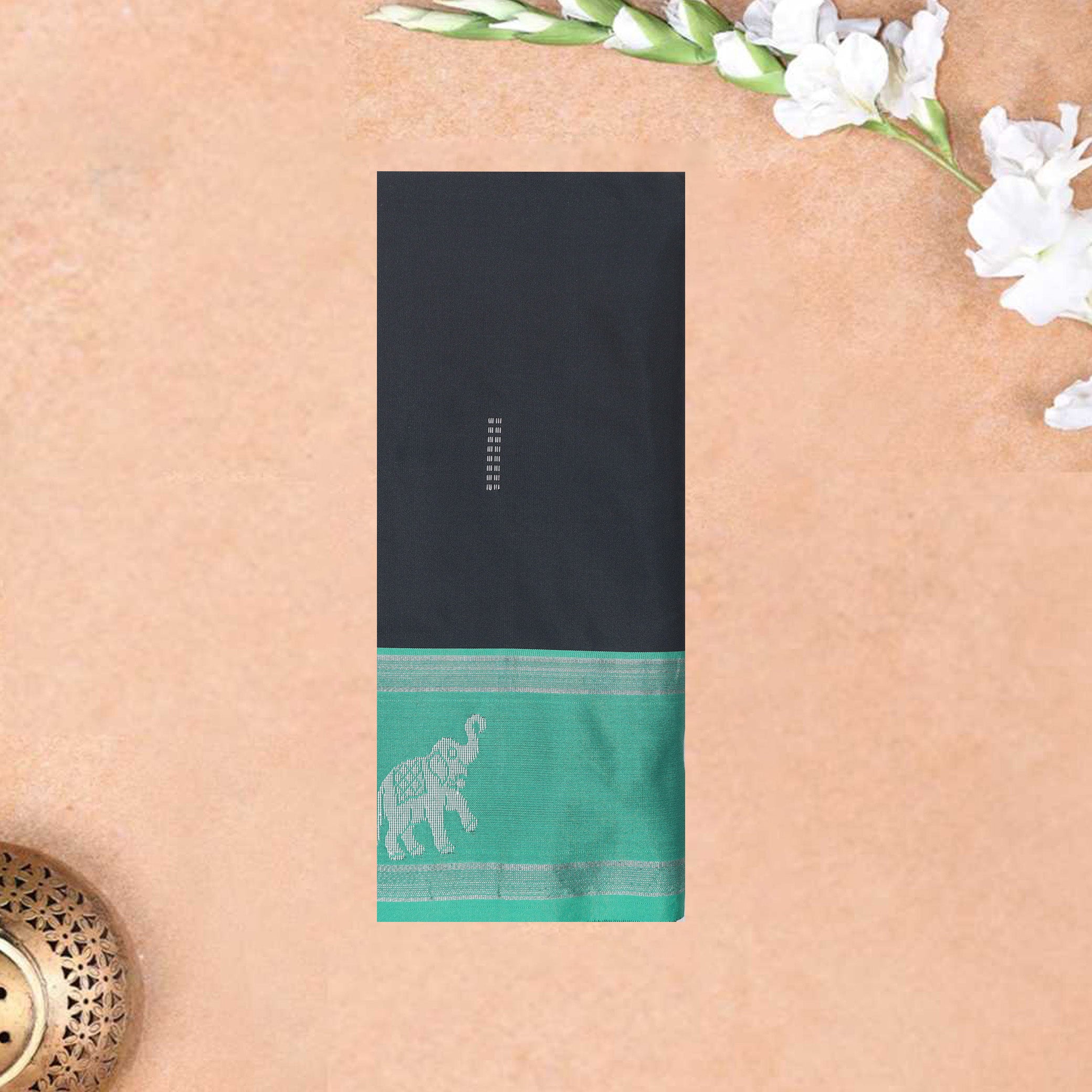 Block With Sea Green Border Arani Silk Saree