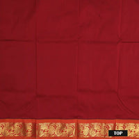 Maroon With Orange Border Floral Design Traditional  Pattu Pavadai Material