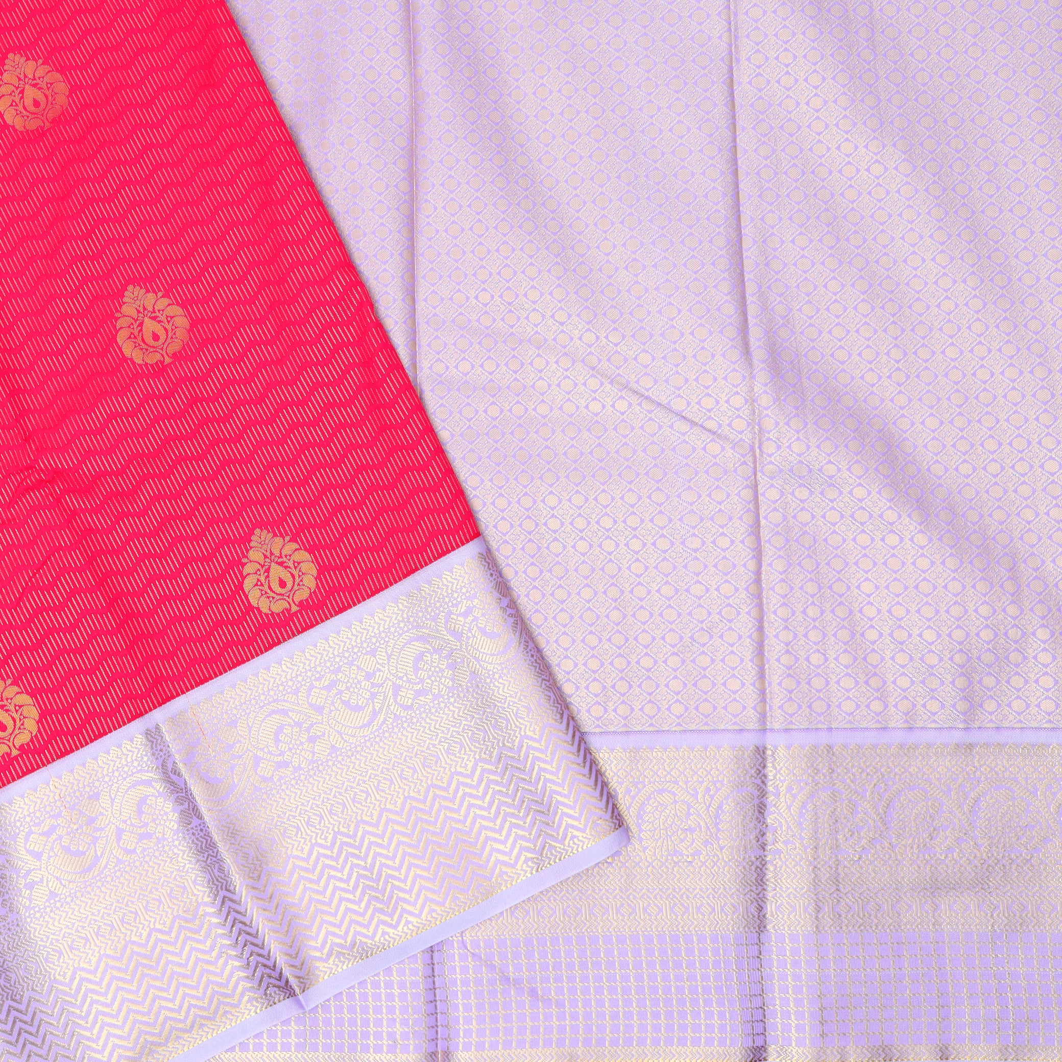 Rose pink With light purple Vaira Oosi Silk Saree