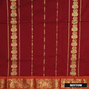 Maroon With Orange Border Floral Design Traditional  Pattu Pavadai Material