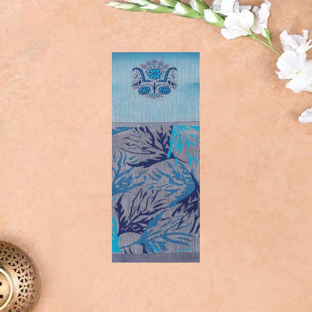 Light SkyBlue with Navy Blue Kubera Silk Saree