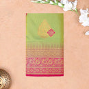 Green with Pink Soft Silk Saree