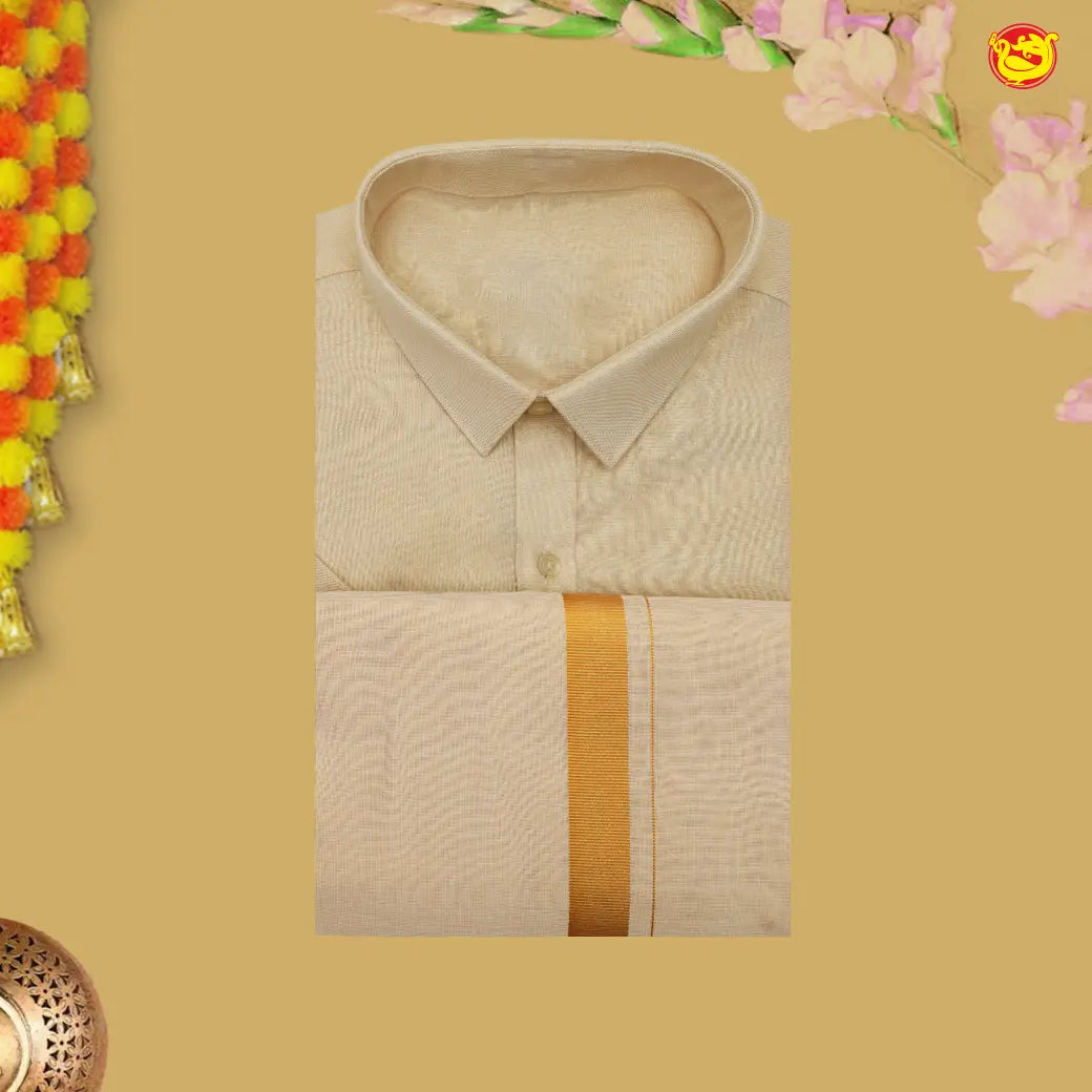 Gold Tissue Readymade Shirts And Dhoti Sets for Men