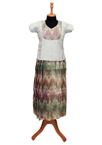 Grey With Green Girls Branded Readymade Pattu Pavadai