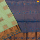 Pastel Green with Blue Traditional Buttas Soft Silk Saree