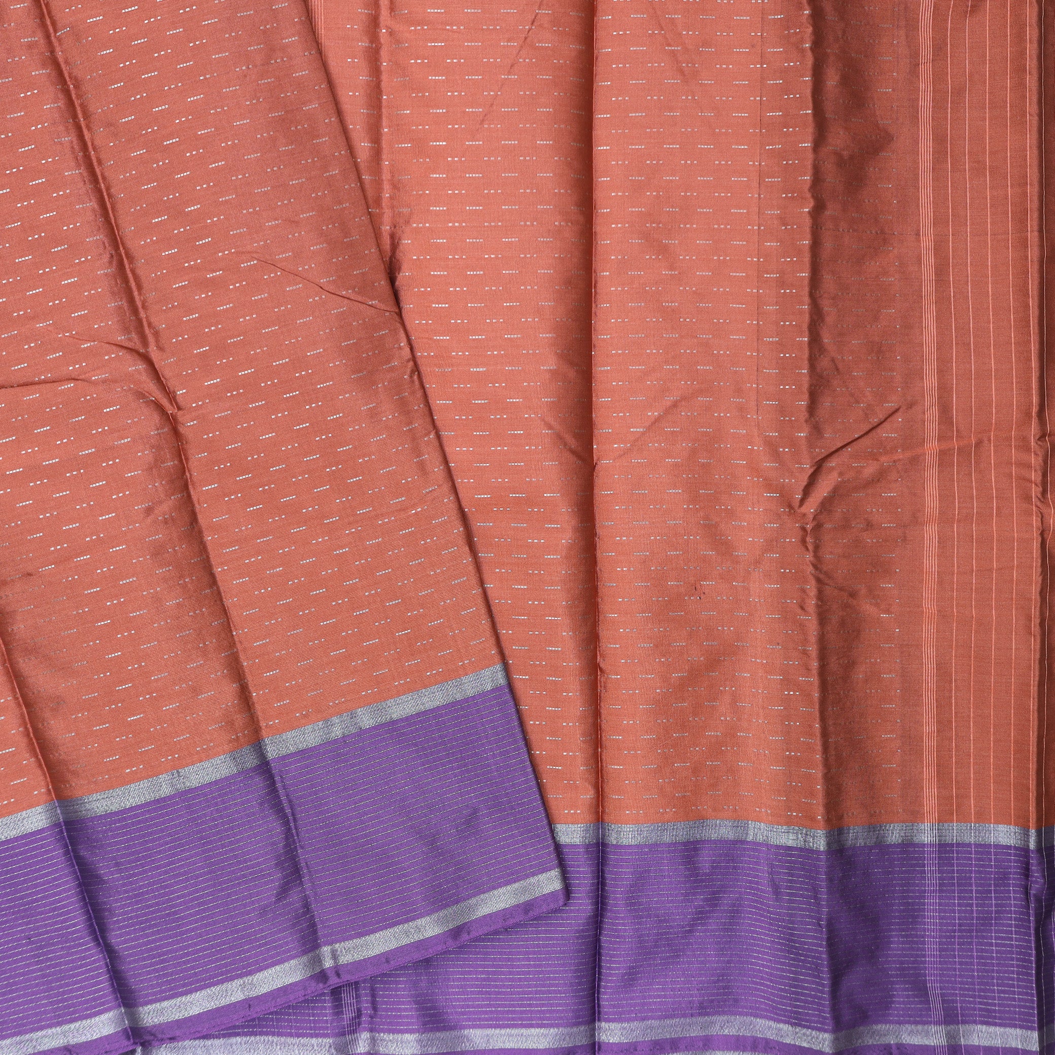 Orange With Lavender  Border Arani Silk Saree
