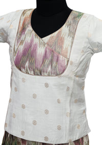 Grey With Green Girls Branded Readymade Pattu Pavadai