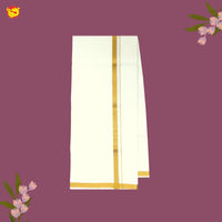 White with Gold Fancy Border Single Layer Cotton Men’s Dhoti