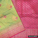 Green with Pink Soft Silk Saree