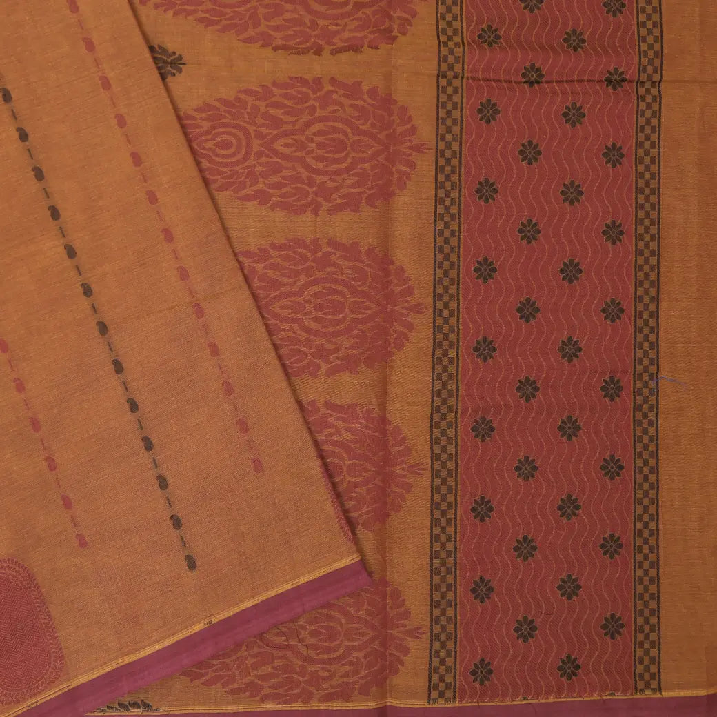 Dark Orange Color Negamam Cotton Saree