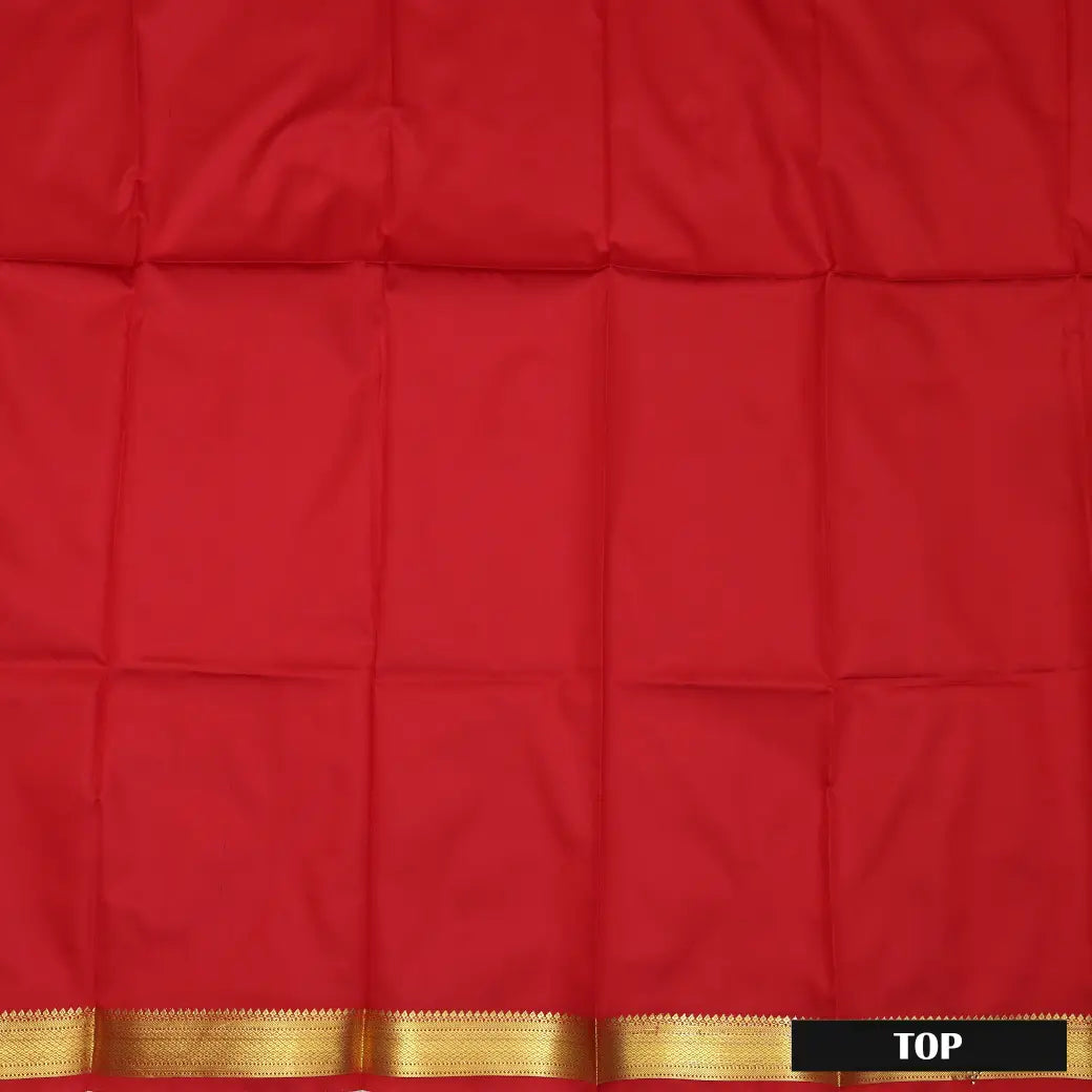Orange -Red Colour Floral Design Traditional  Pattu Pavadai Material
