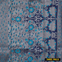 Light SkyBlue with Navy Blue Kubera Silk Saree