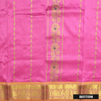 Pink With Light Orange Border Floral Design Traditional  Pattu Pavadai Material