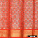 Orange -Red Colour Floral Design Traditional  Pattu Pavadai Material