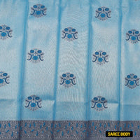 Light SkyBlue with Navy Blue Kubera Silk Saree