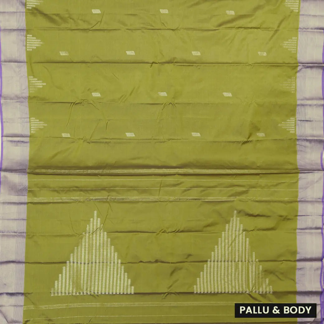 Pista Green With Lavender  border Arani Silk Saree