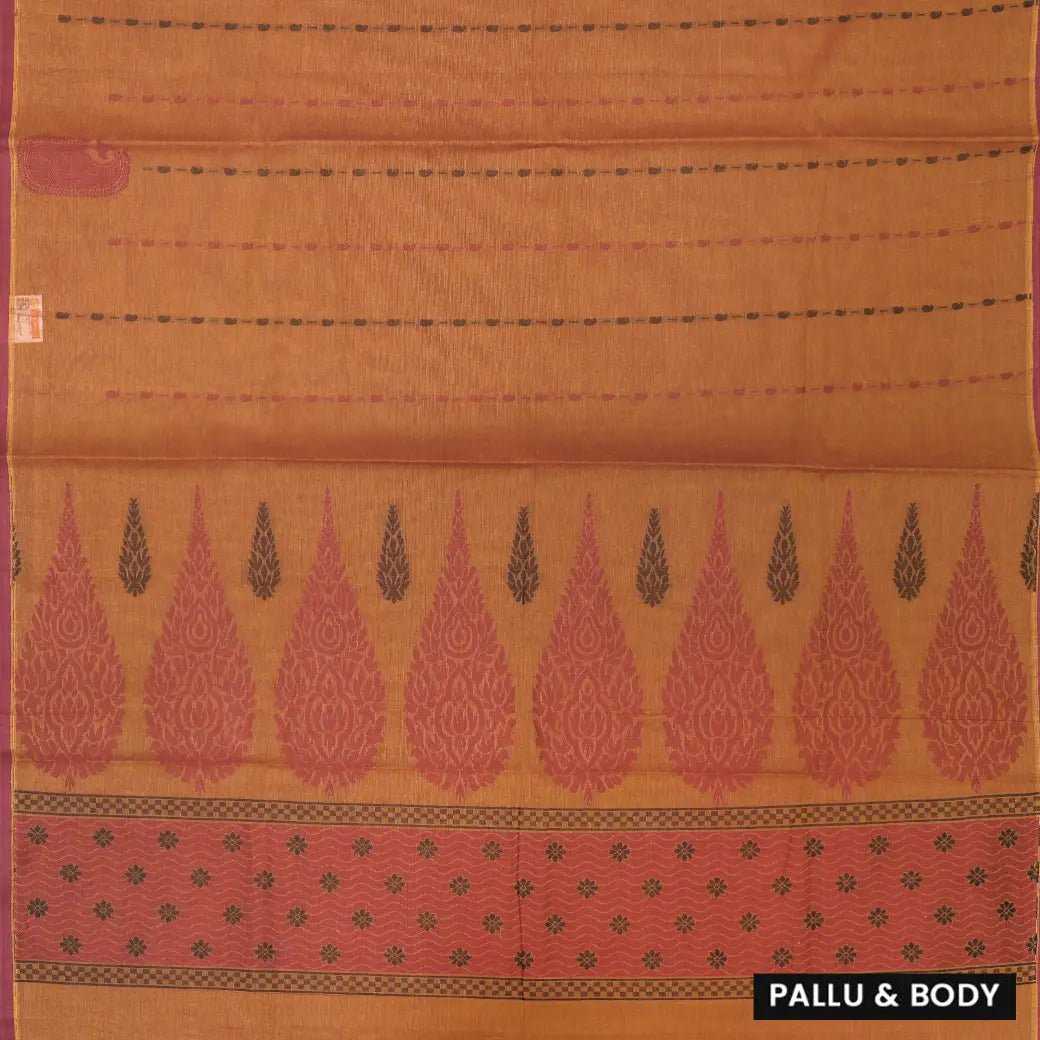 Dark Orange Color Negamam Cotton Saree