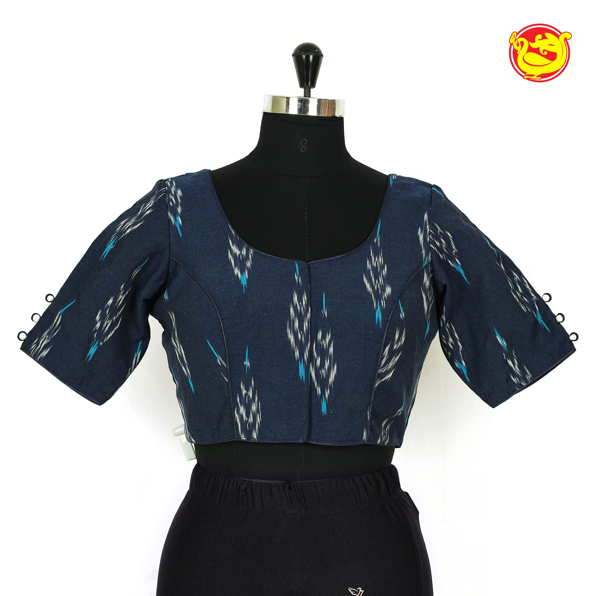 Navy blue ikat cotton Readymade blouse