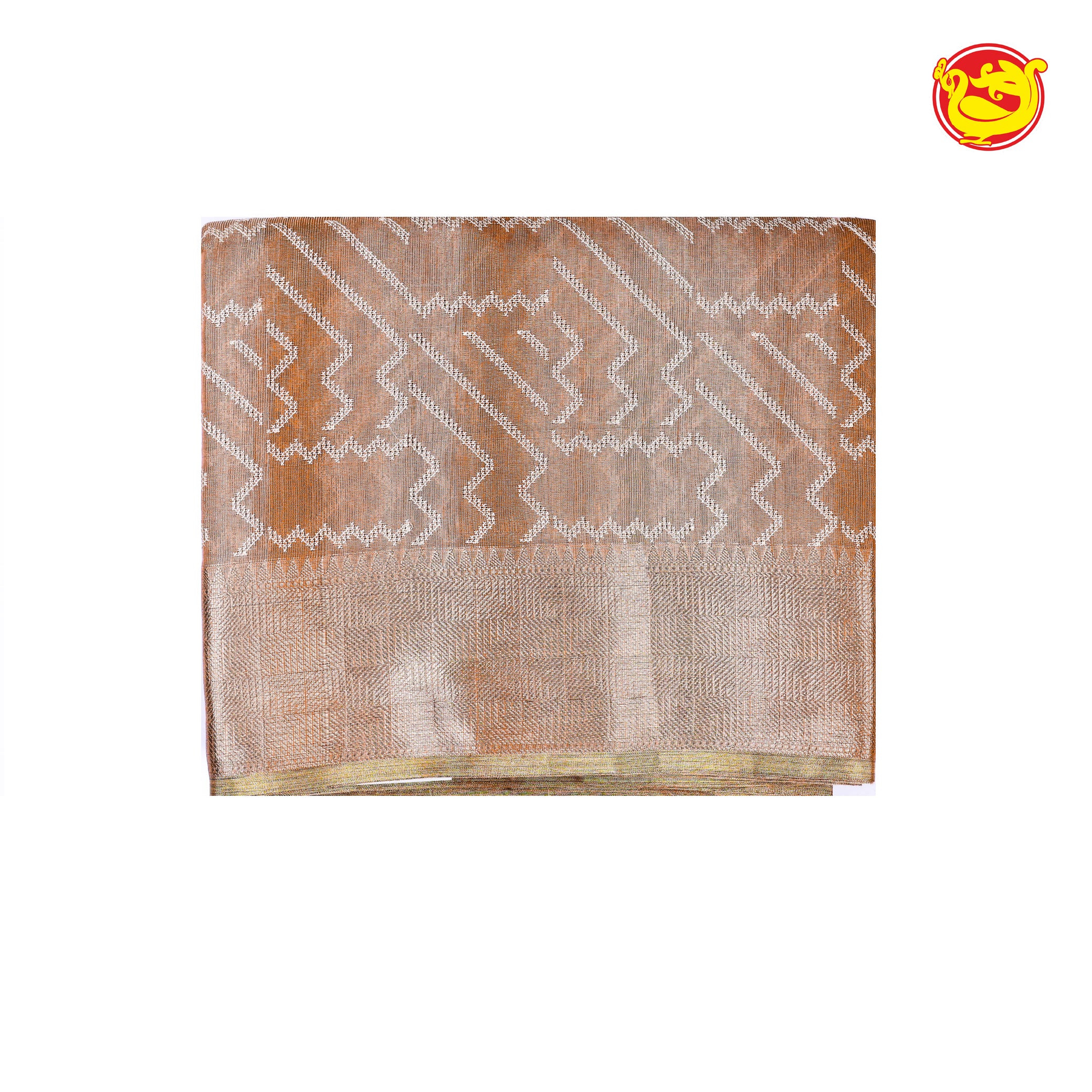Honey brown tissue fancy cotton saree