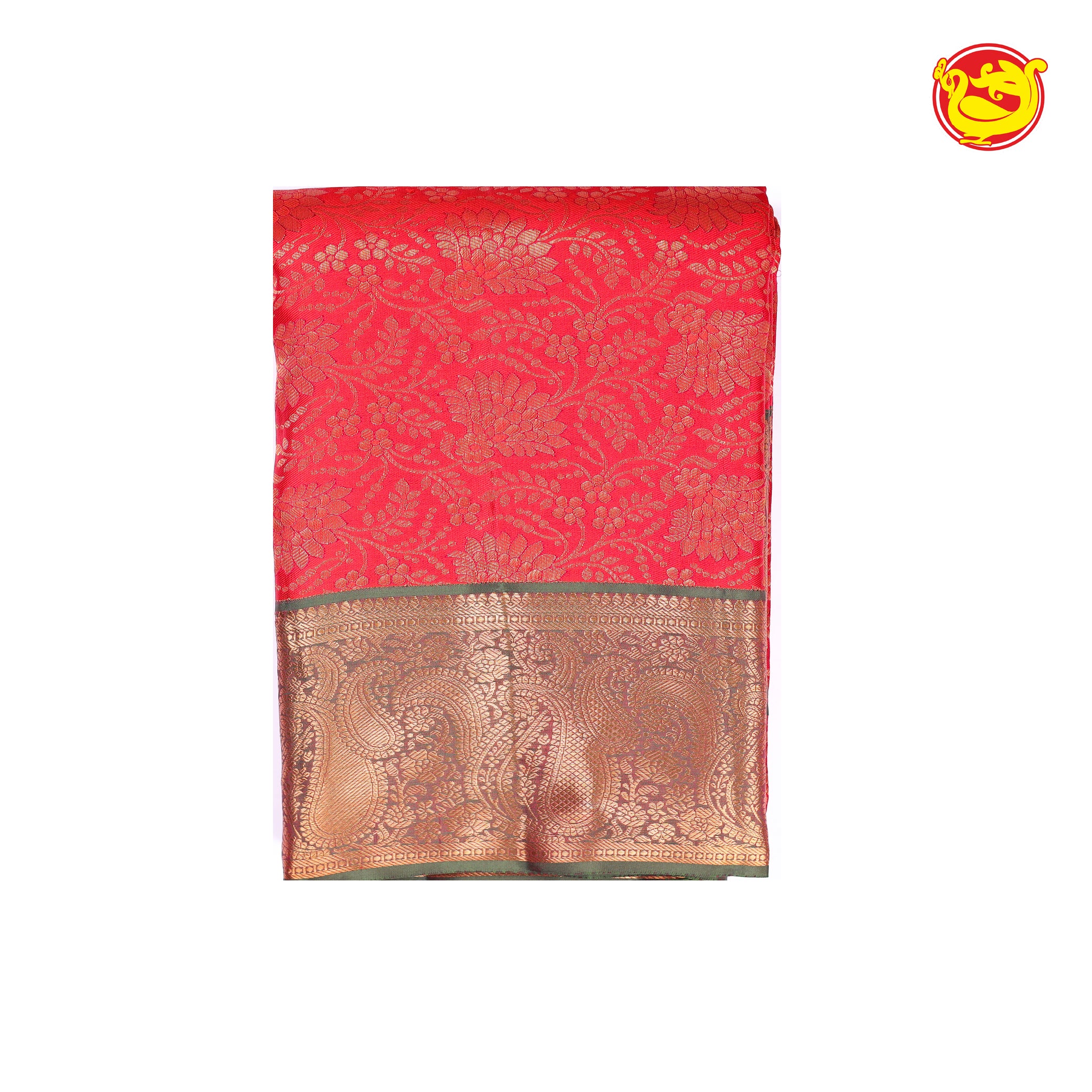 Kumkum red with greeen wedding silk saree