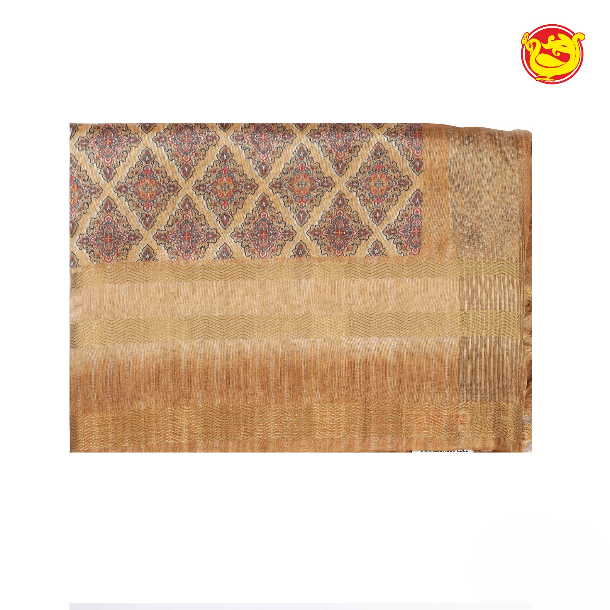 Brown art tussar saree with digital prints
