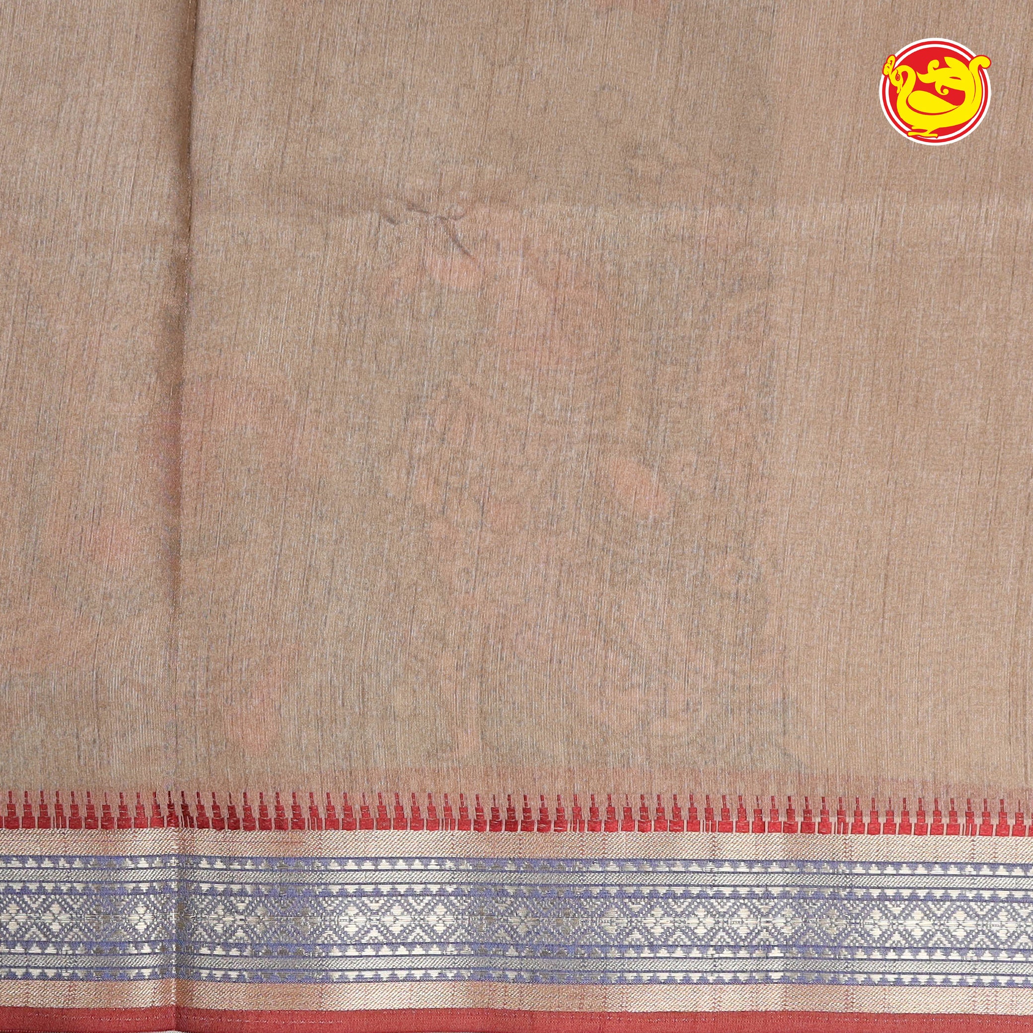Grey with beige fancy cotton saree with digital prints