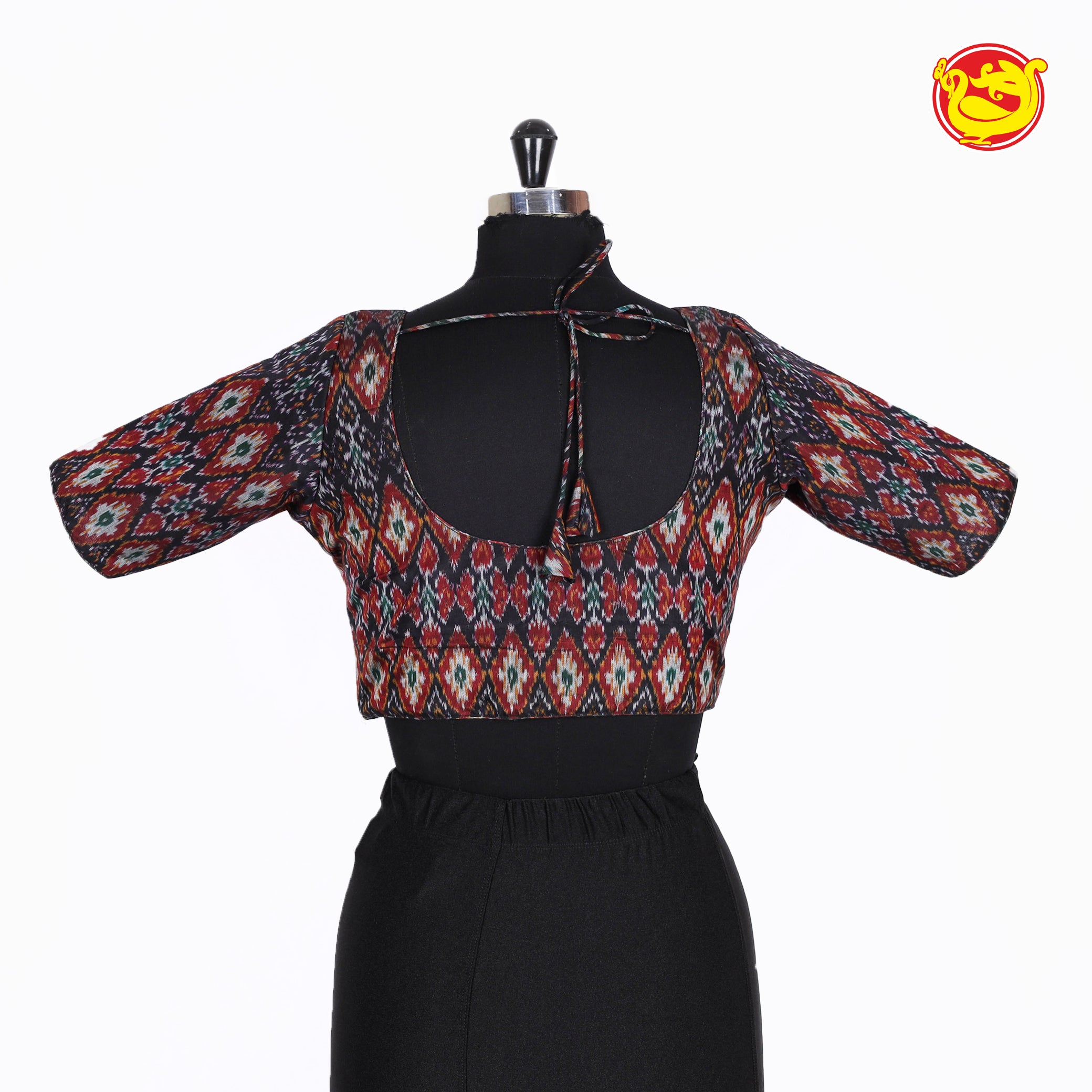 Black Pochampally silk cotton Readymade blouse